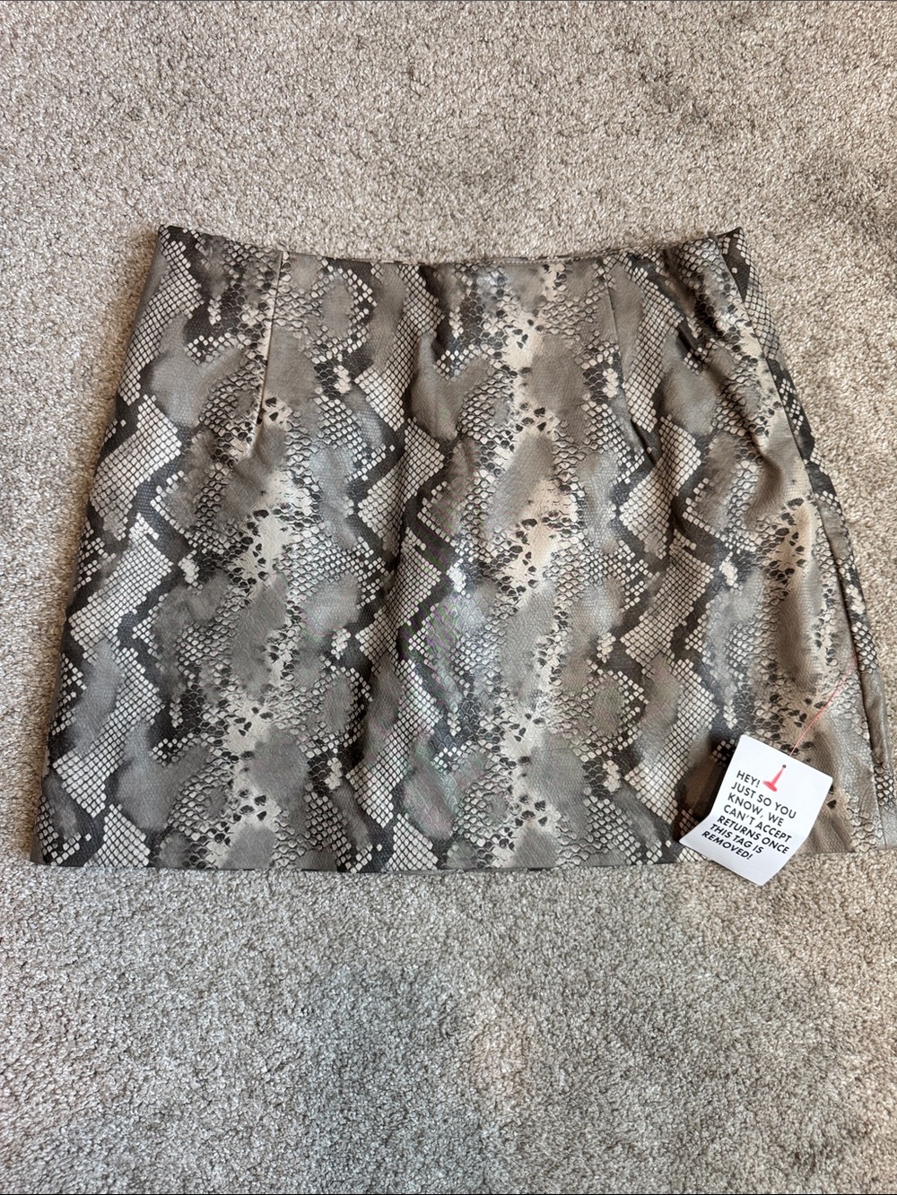 NWT Faux Snake Print Mini Skirt - Neutral Gray